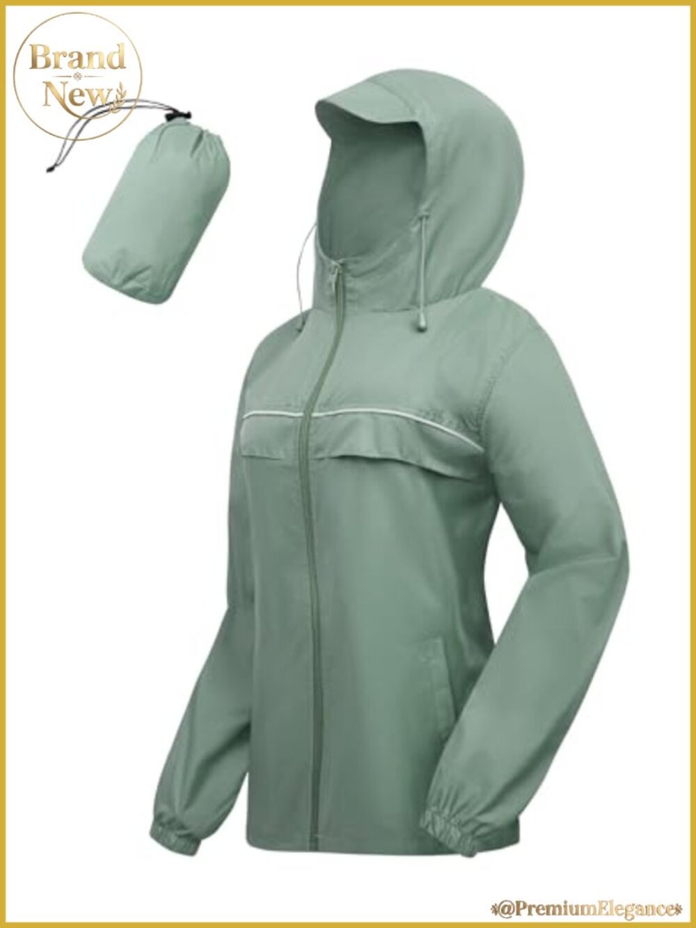 Women's Lightweight Waterproof Nylon Rain Jacket with Hood Packable
